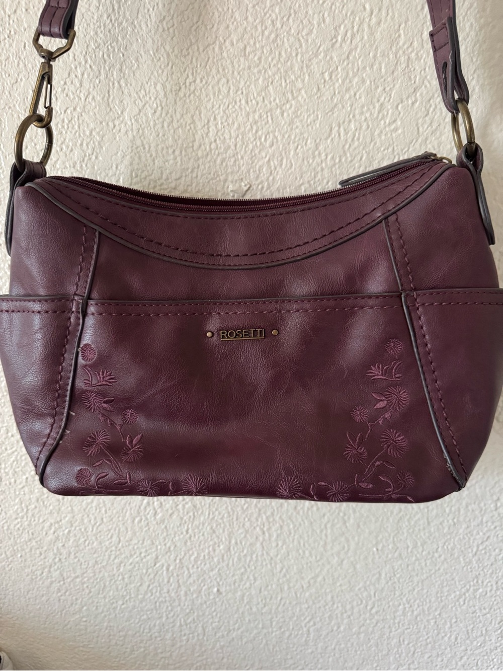 Rosetti Plum Embossed Shoulder Bag